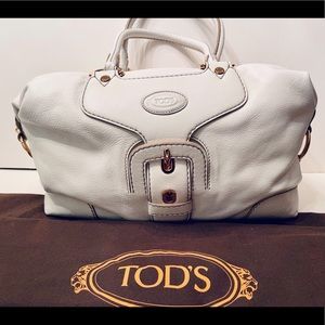 TOD’S D-Bag with buckle design in white leather- brand new